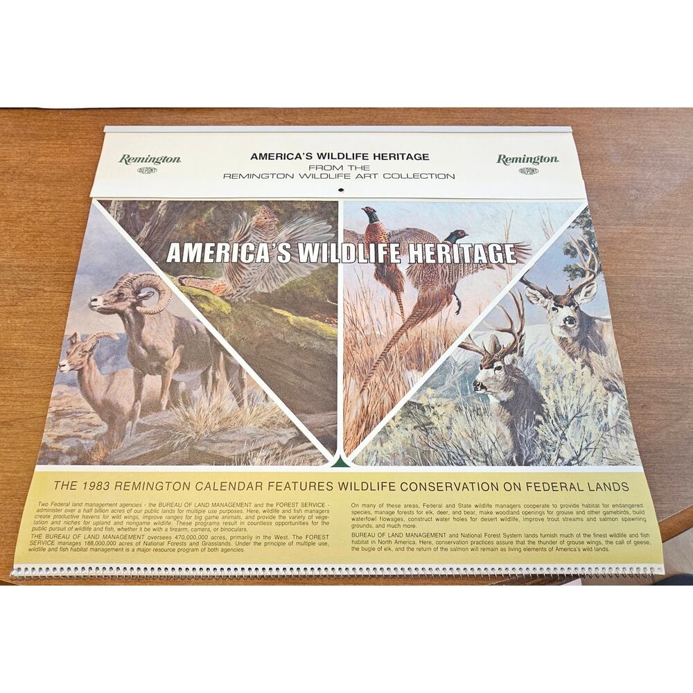1983 Vintage Remington Dupont Calendar Hunting and Wildlife Memorabilia